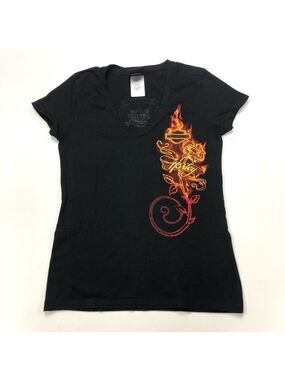 HARLEY-DAVIDSON black fire rose brand Authentic womens tee Small Bikercore